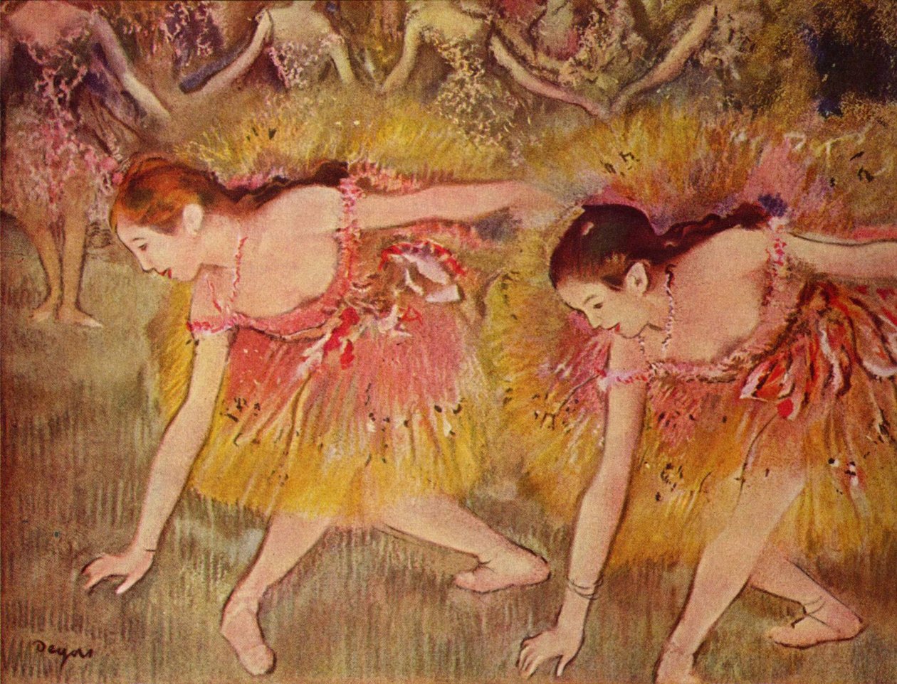 Sich verbeugende Tänzerinnen av Edgar Degas