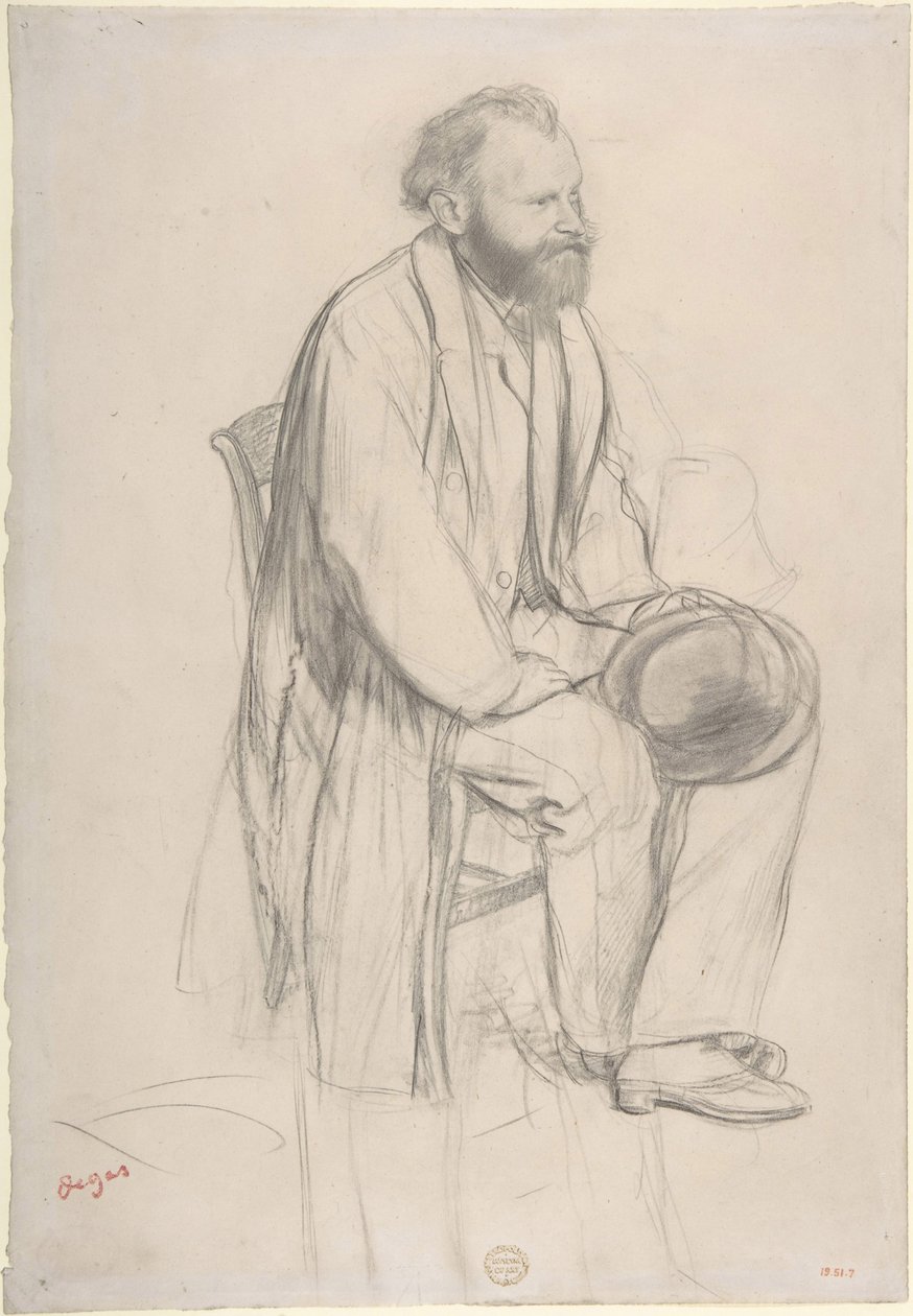 Studera för ett porträtt av Manet (svart krita) av Edgar Degas