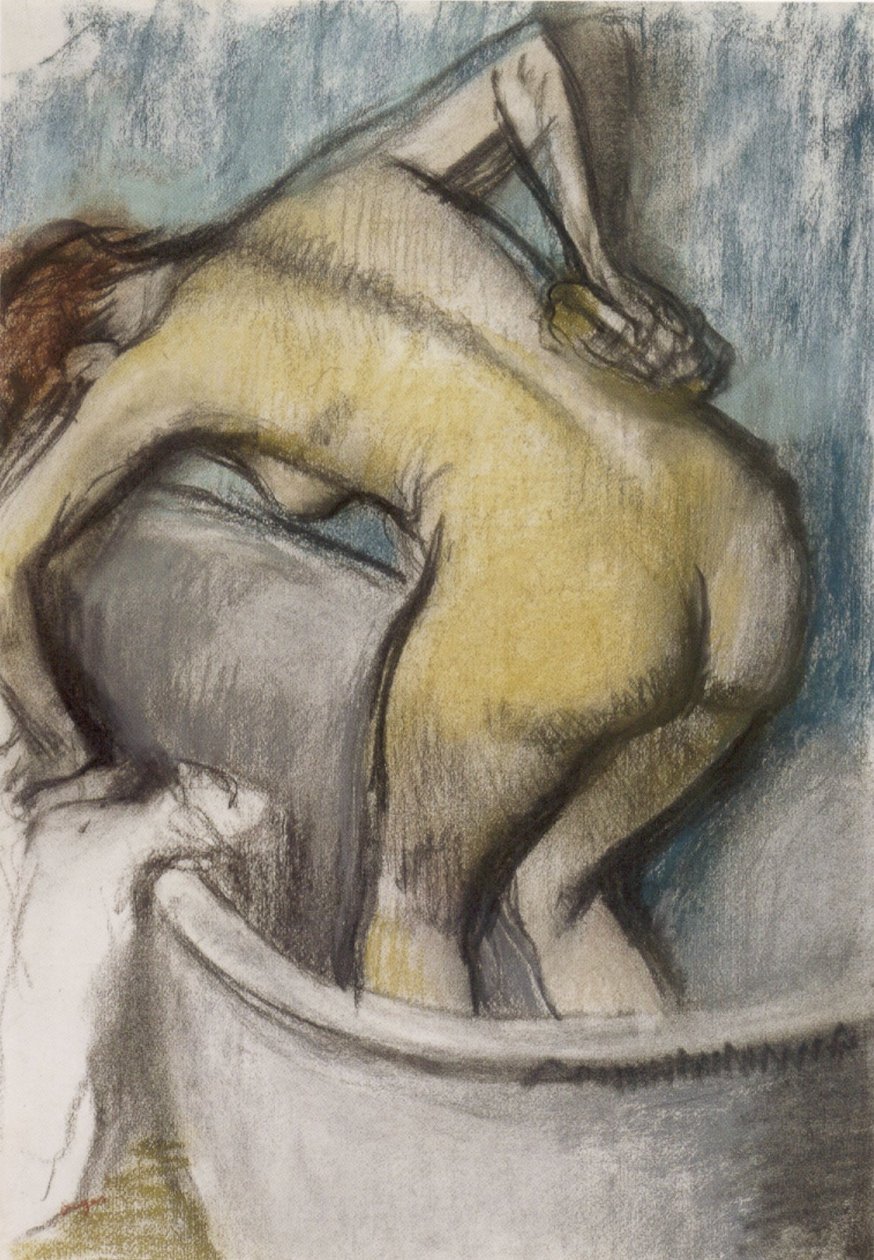 The Bath- Woman Supporting her Back, pastel on paper, c. 1887 av Edgar Degas