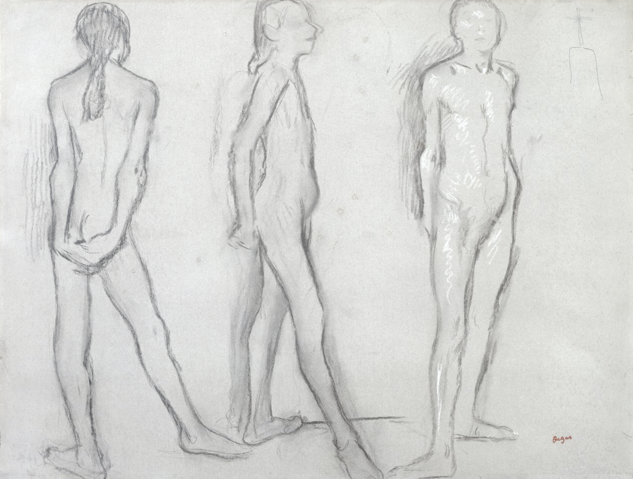 Tre studier av en naken dansare av Edgar Degas