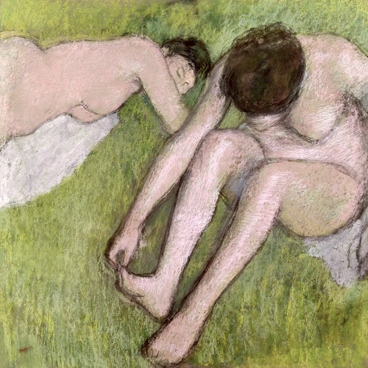 Two Baders on the Grass, ca 1886-90 (pastell på papper) av Edgar Degas