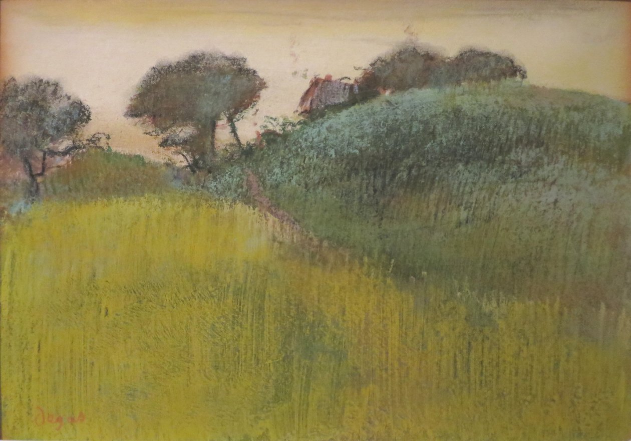 Wheat Field and Green Hill av Edgar Degas