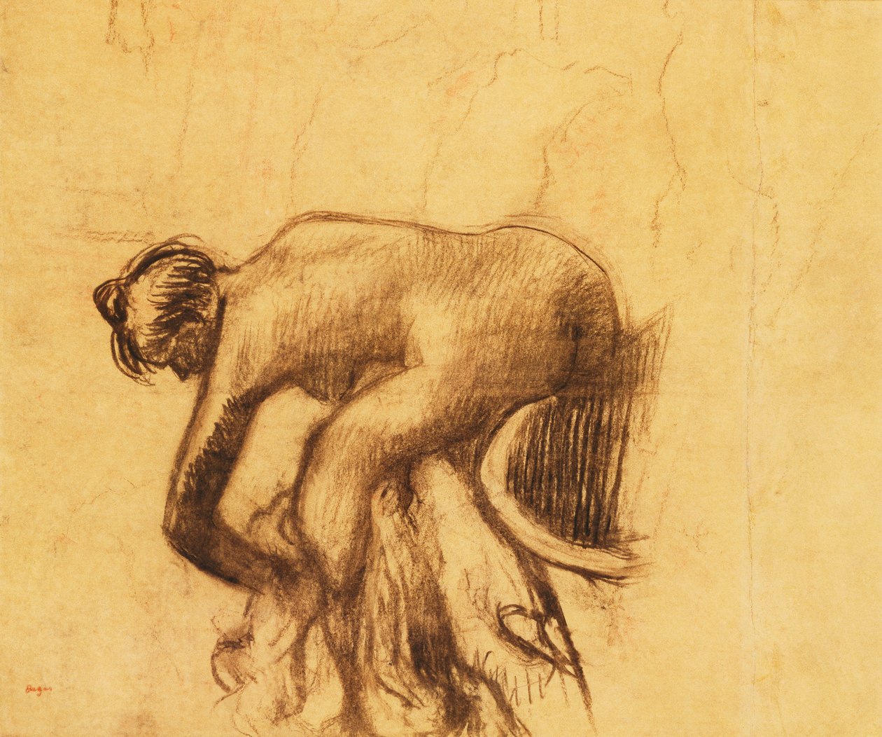 Efter badet, kvinna som torkar sig, 1890-talet av Edgar Degas