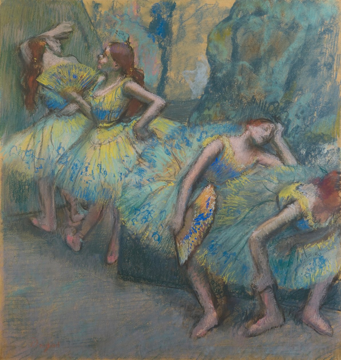 Balettdansare i vingarna av Edgar Degas