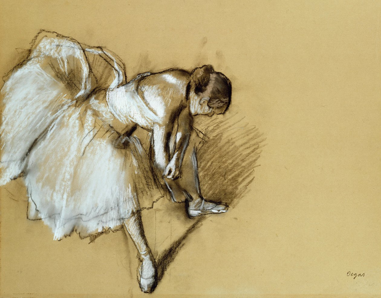Dansare som justerar sin sko, ca 1890 av Edgar Degas