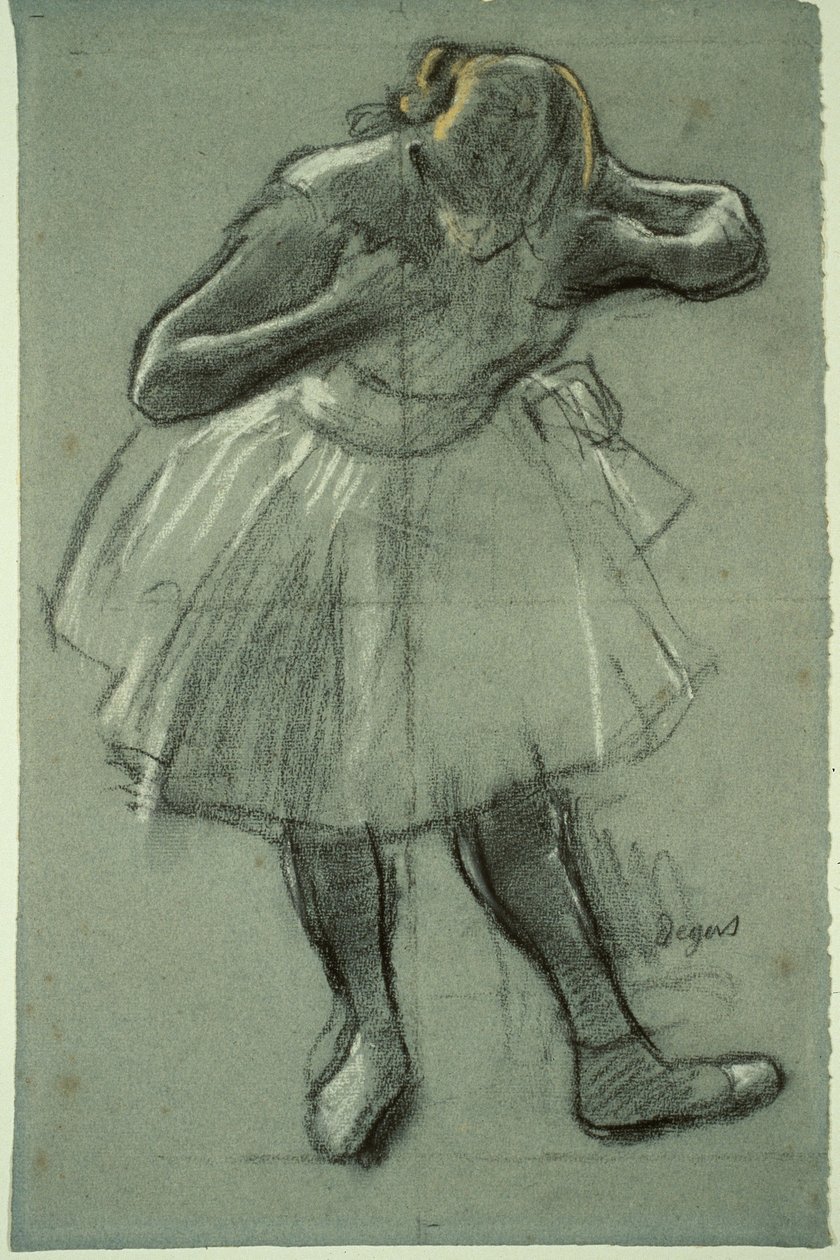 Dansare som böjer sig framåt av Edgar Degas