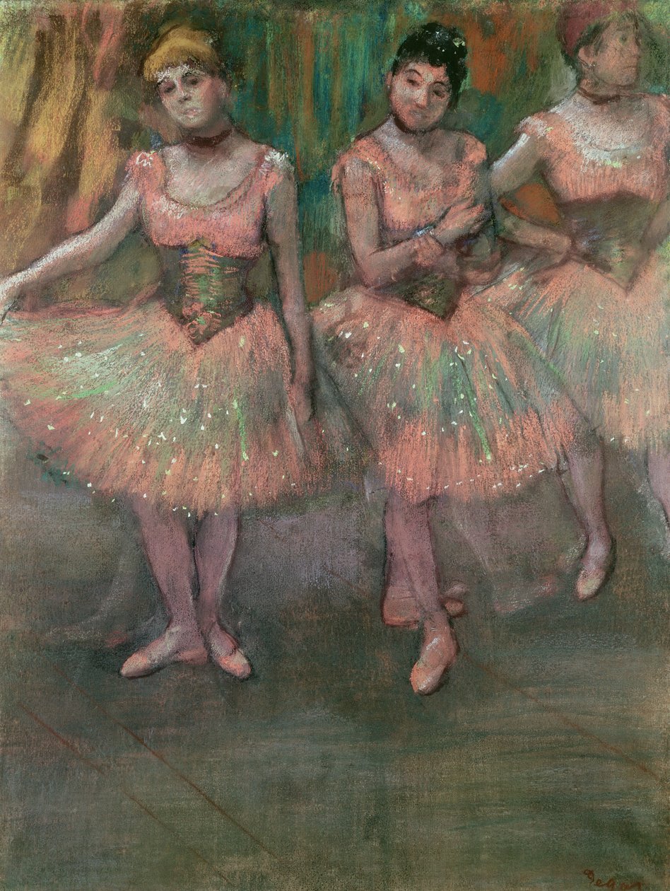 Dansare som bär laxfärgade kjolar av Edgar Degas