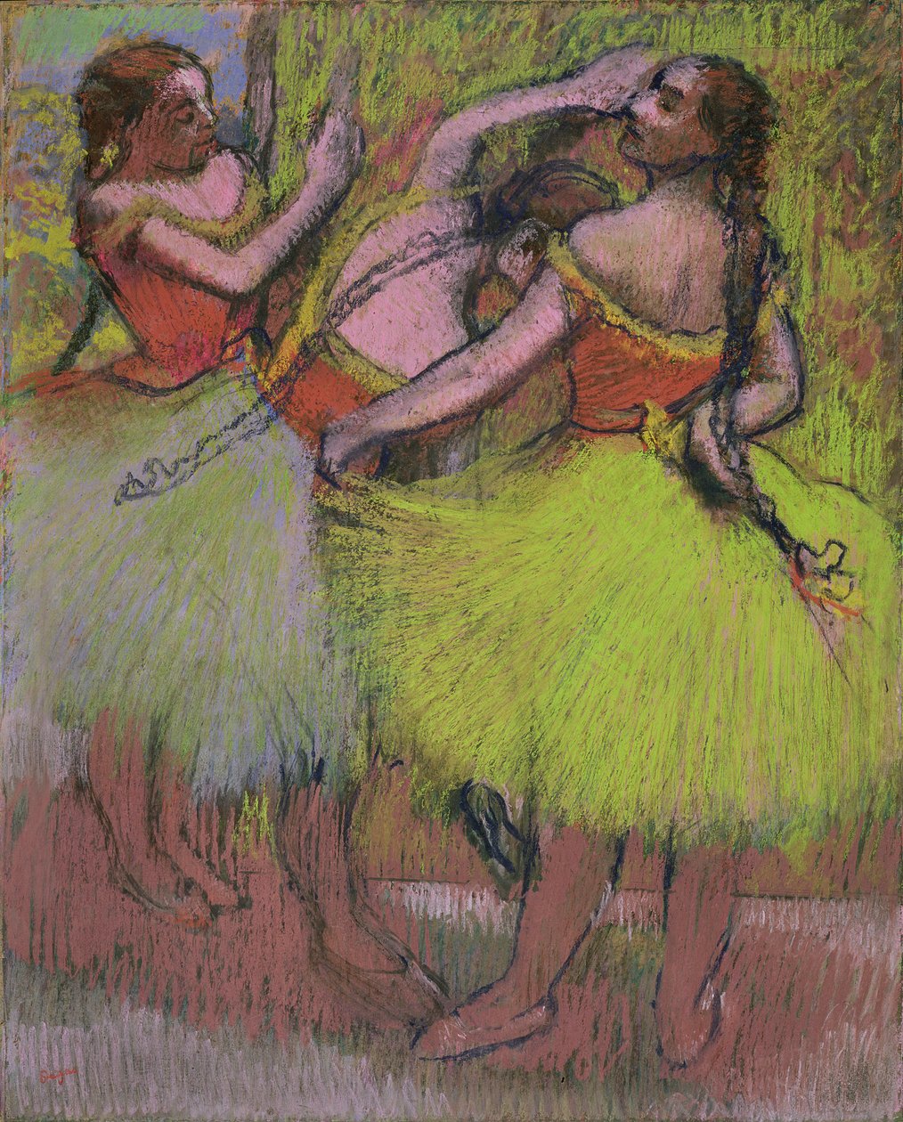 Dansare med hår i flätor av Edgar Degas