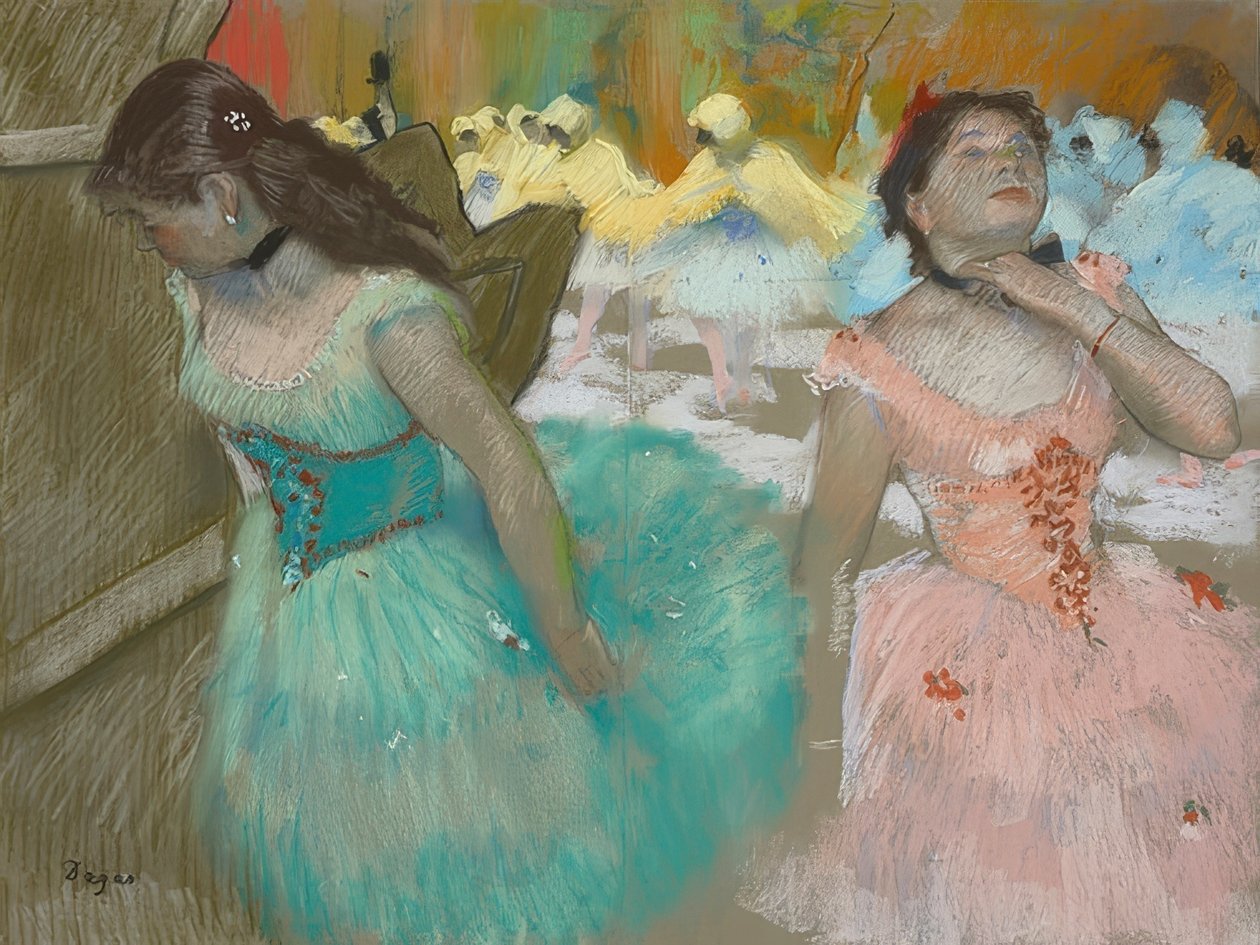 Inträde för de maskerade dansarna. Omkring 1879 av Edgar Degas
