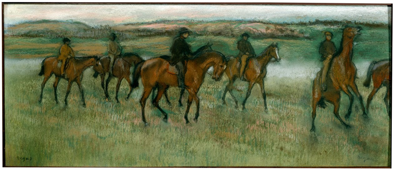 Utövande kapplöpningshästar, c1880. av Edgar Degas