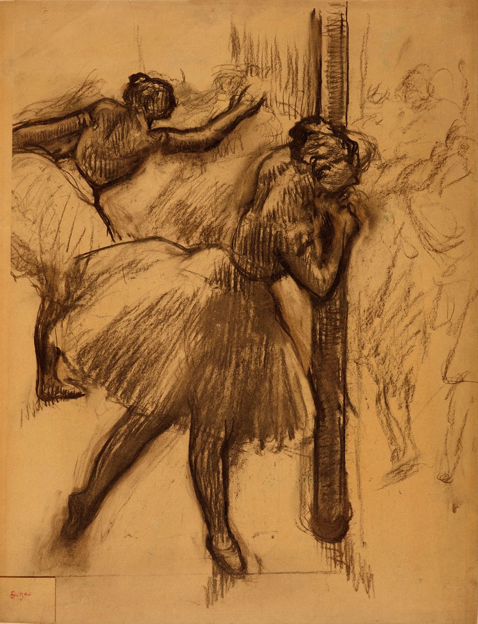 Franska: Dansare, lutar sig mot en pelare av Edgar Degas