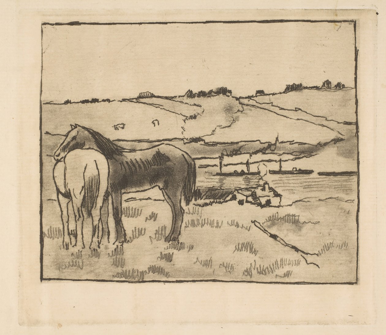 Hästar på ängen, 1891-92. av Edgar Degas