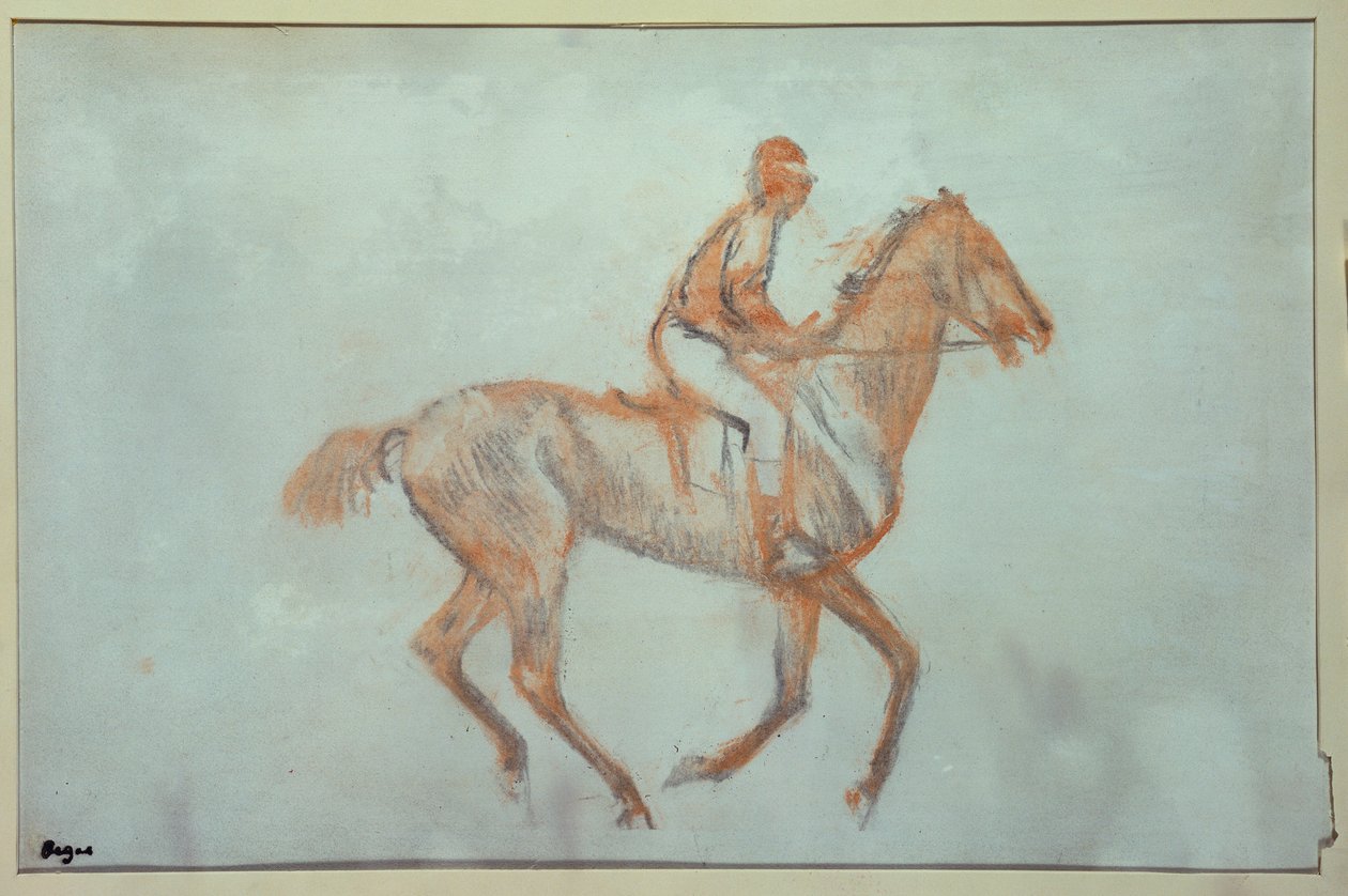 Jockey på galopp, ca 1881 av Edgar Degas