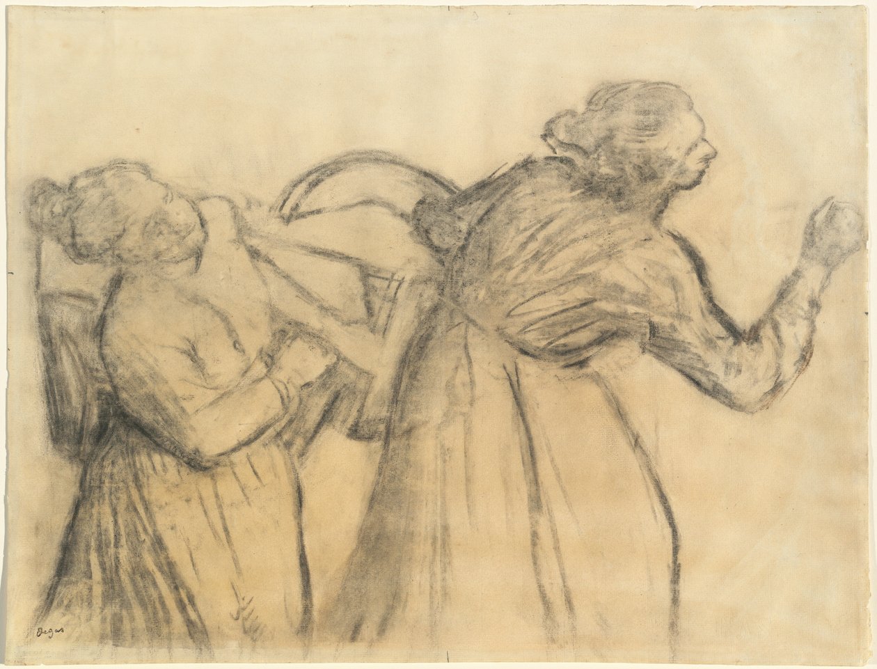 tvätterska bär linne, ca. 18851895. av Edgar Degas