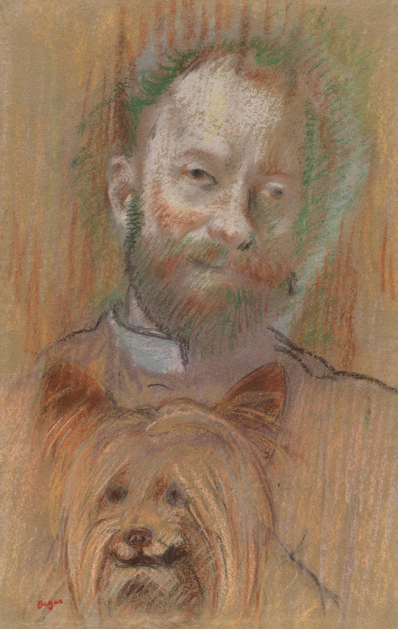 Ludovic Lepic håller sin hund, 1889 av Edgar Degas