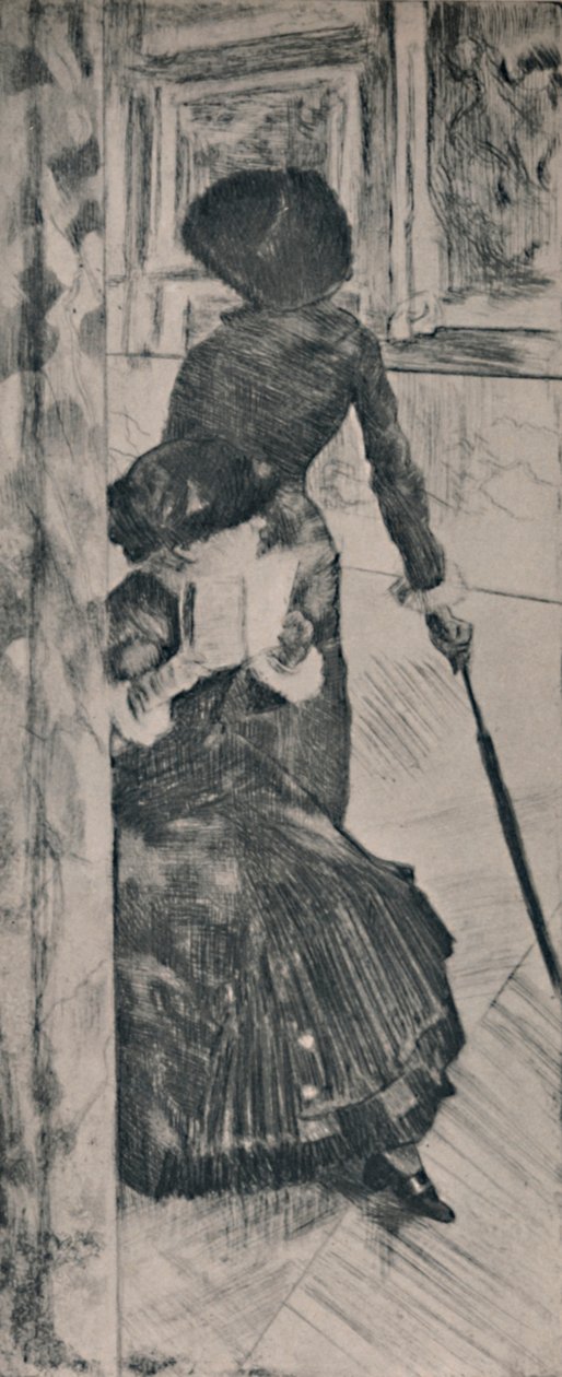 Mary Cassatt i Louvren, ca 1880, 1946 av Edgar Degas