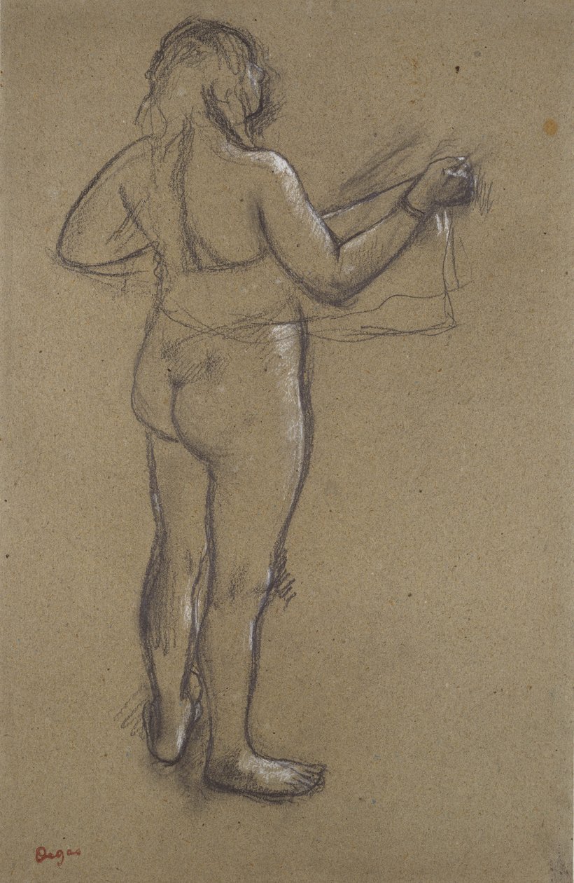 Naken kvinna som torkar sig själv av Edgar Degas