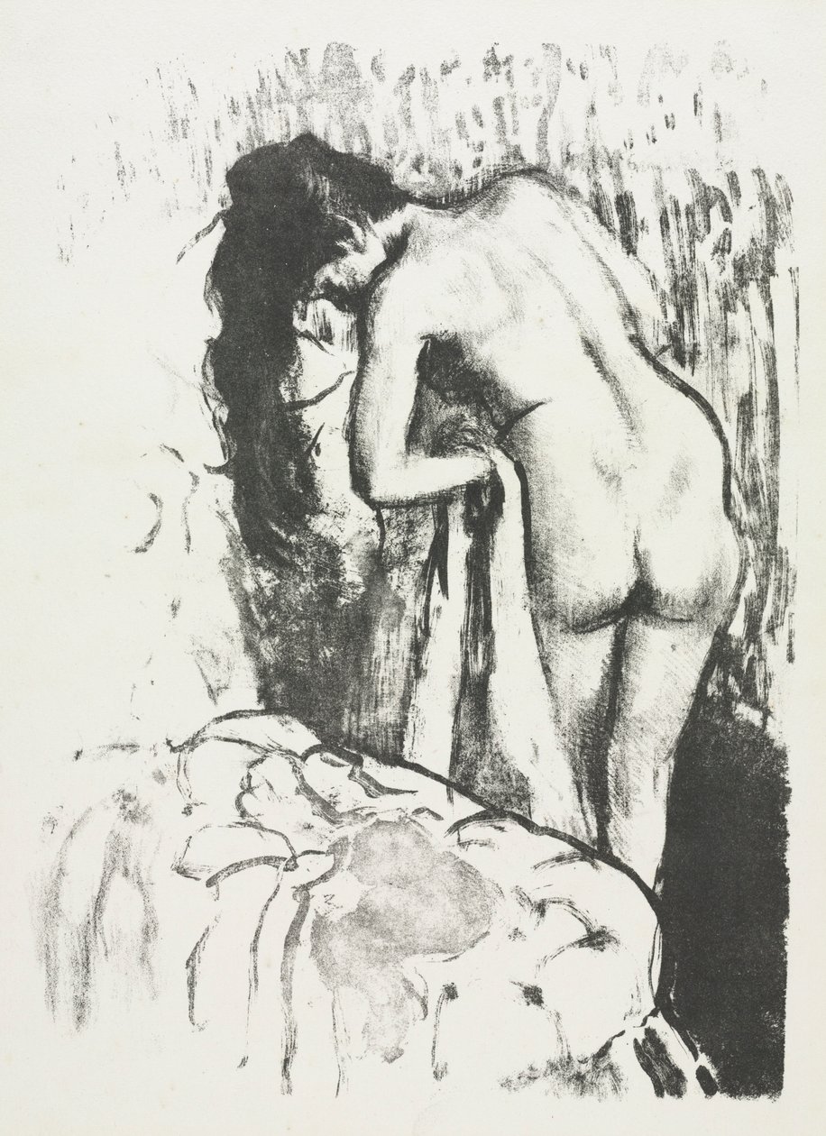 Naken kvinna som står och torkar sig, 1891-1892. av Edgar Degas