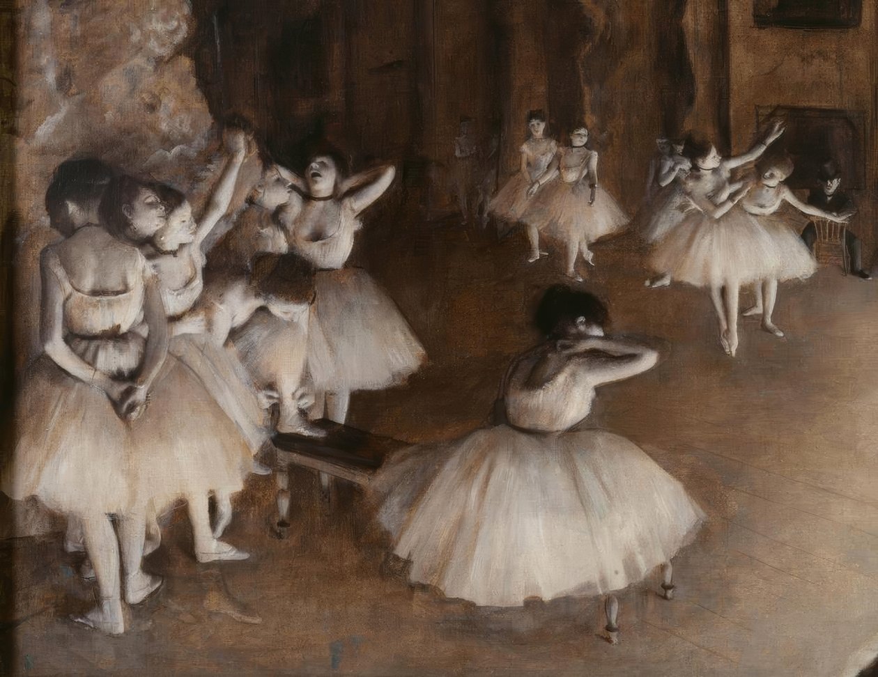 Repetition av en balett på scenen av Edgar Degas
