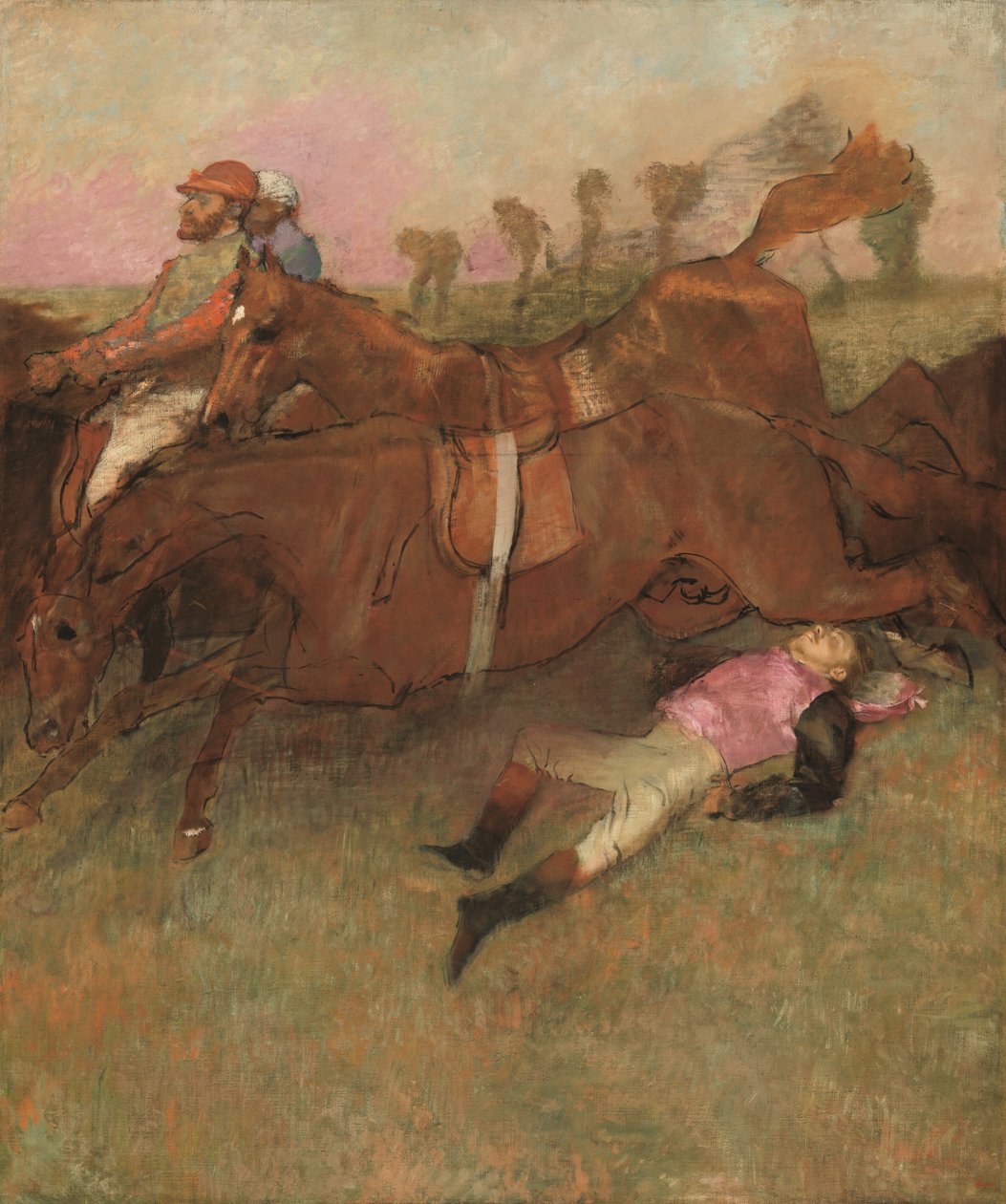 Scen från Steeplechase: The Fallen Jockey av Edgar Degas