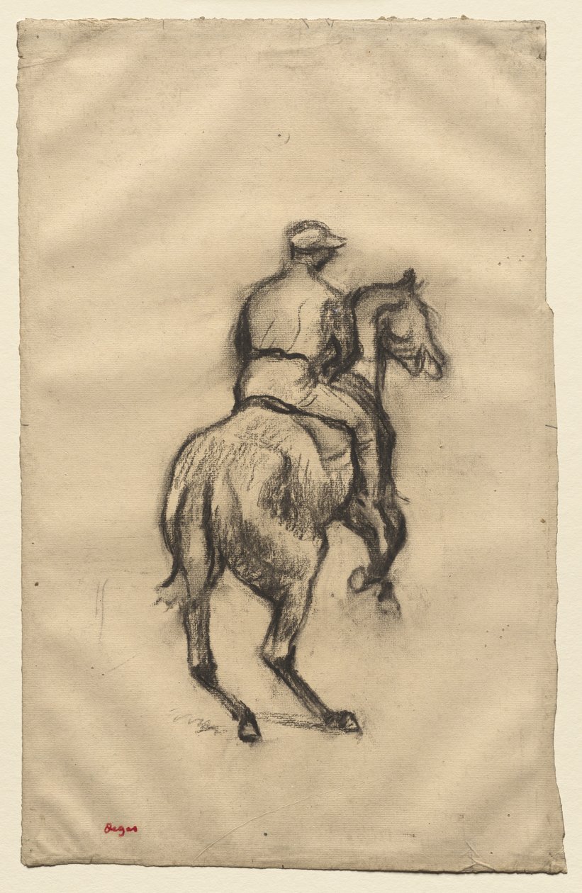 The Jockey, ca 1885-1900 (kol på papper) av Edgar Degas