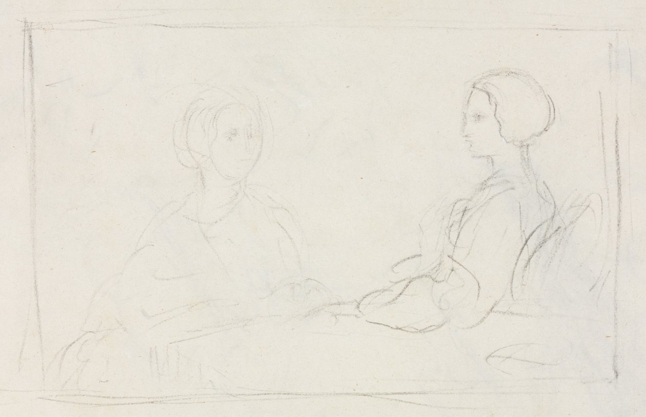 Två sittande kvinnor ago, 1856-1860. av Edgar Degas