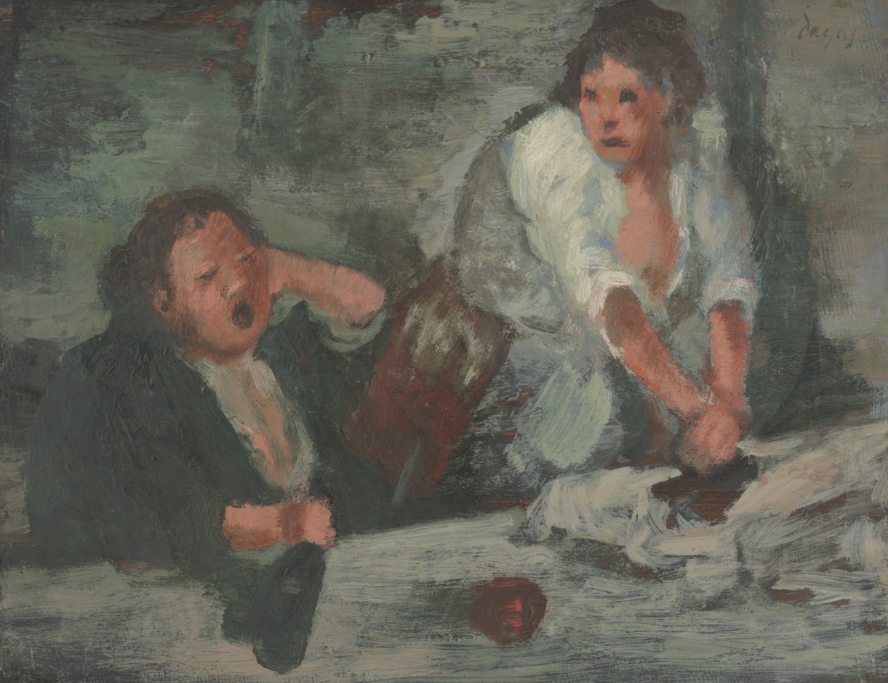 Tvätta kvinnor (olja på panel) av Edgar Degas