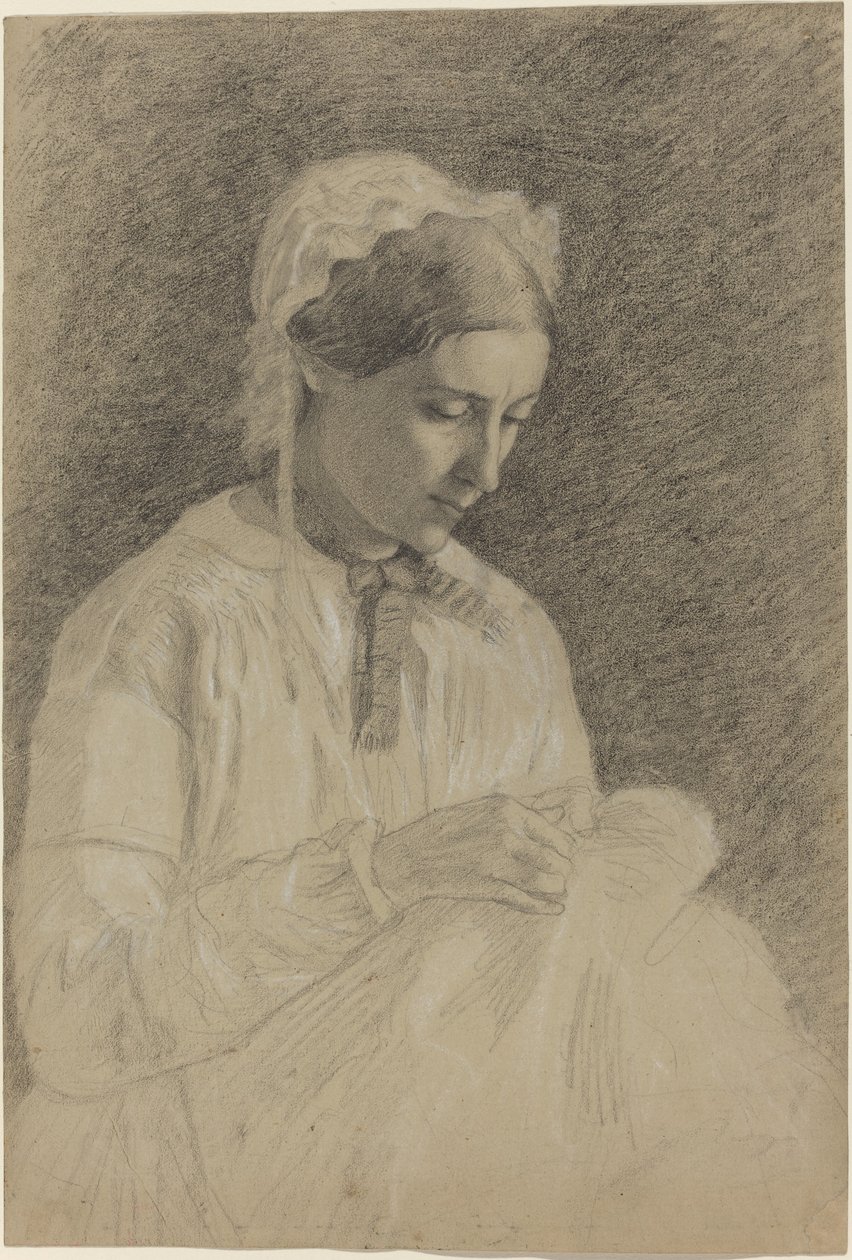 Kvinna som broderar av Edgar Degas
