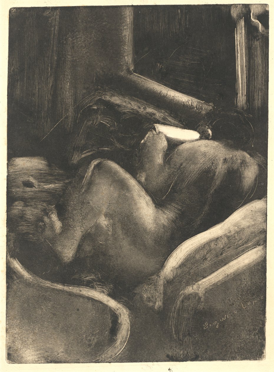 Kvinna som läser Liseuse, ca. 1885. av Edgar Degas
