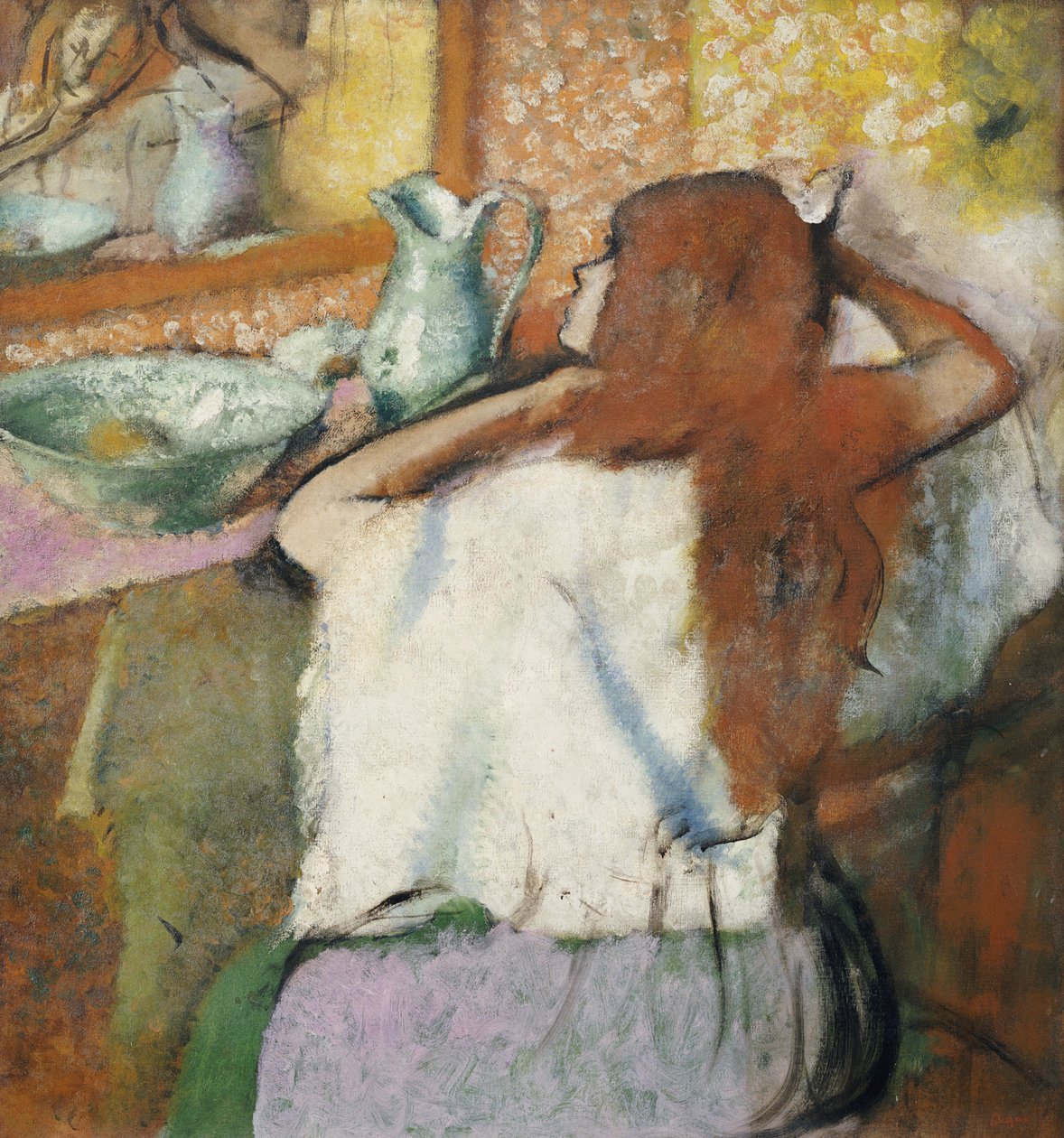 Kvinna vid hennes toalett av Edgar Degas