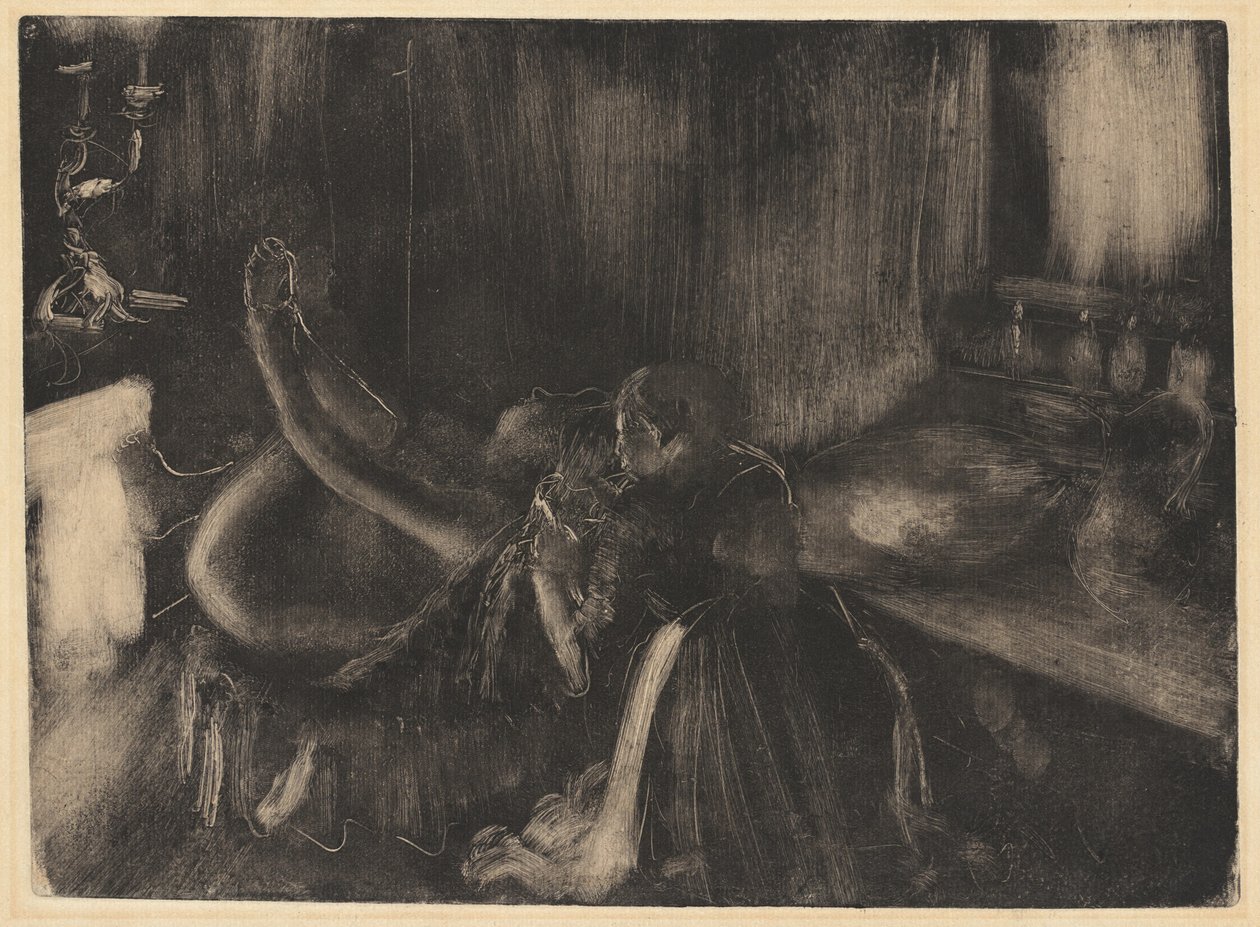 Kvinna vid en öppen spis, 18801890. av Edgar Degas