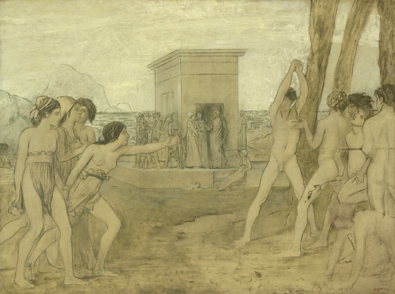 Unga spartanska flickor utmanar pojkar, ca 1860 av Edgar Degas