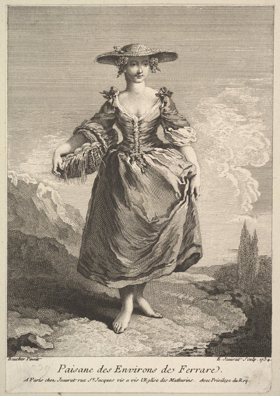 Bondekvinna från Ferrara runt, 1734. av Edme Jeaurat