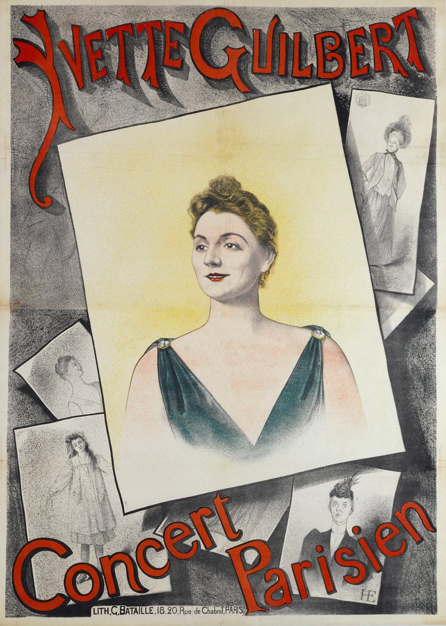 Yvette Guilbert Parisian Concert, 1890. av Edmond Marie Höner