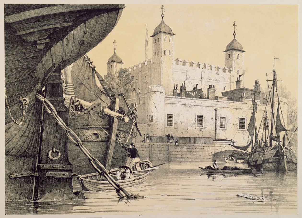Utsikt över Tower of London från Themsen, c.1840 av Edmund Patten