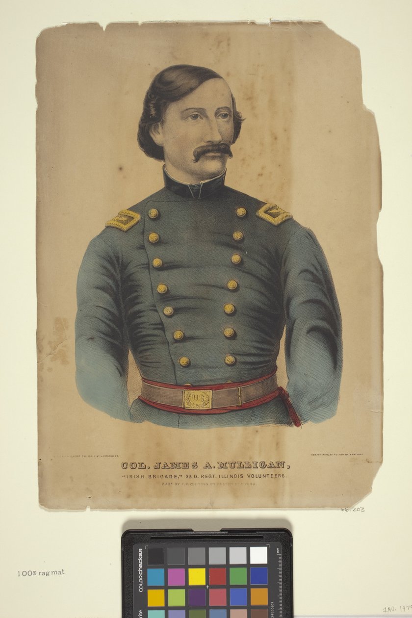 Col. James A. Mulligan (手彩色のリトグラフ)スウェーデン語 av Edmund Burke Kellogg