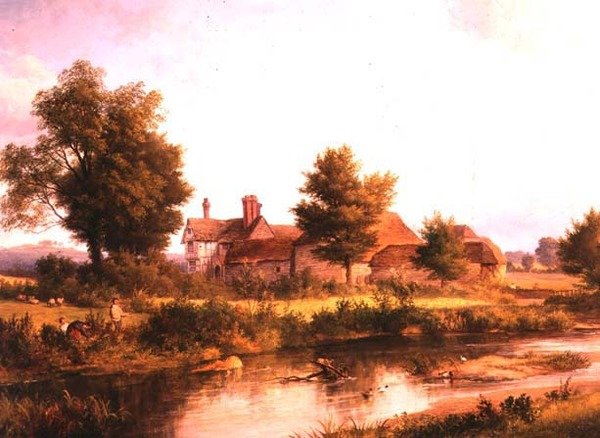 Utsikt över Unstead House, nära Bramley av Edmund Gill