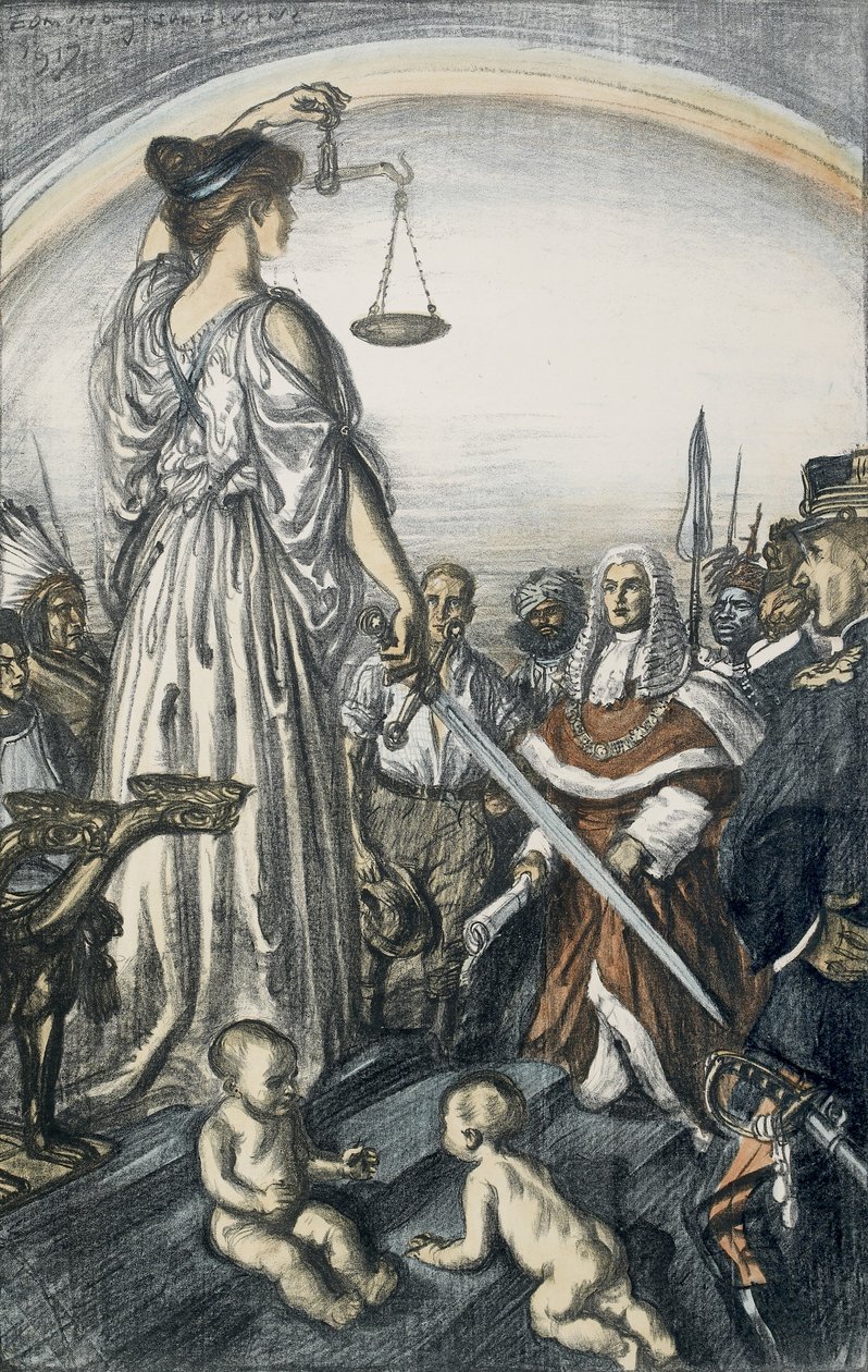 The Reign of Justice, 1917 (litografi) av Edmund Joseph Sullivan