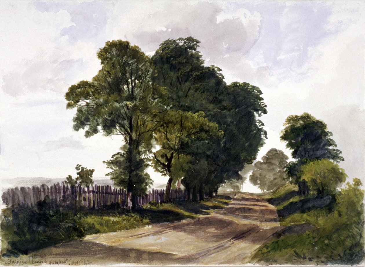 Belsize Lane, Hampstead, London, 1842 av Edmund Marks