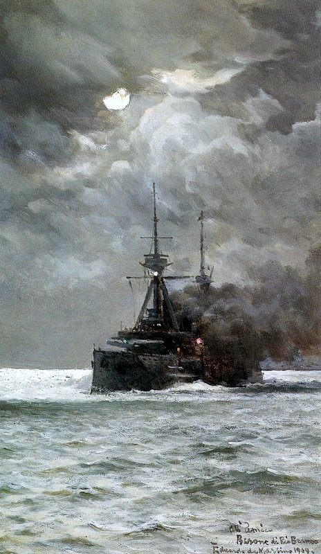 Warship by the moonlight av Edoardo De Martino