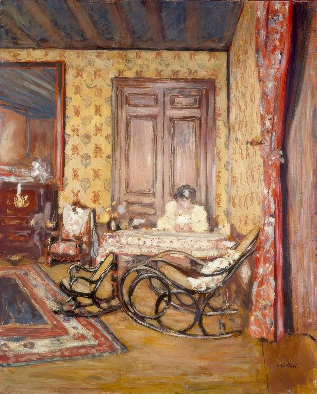 Interiör med gungstol av Edouard Vuillard