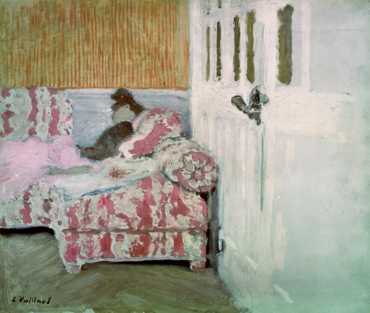 På soffan, eller Det vita rummet, ca 1890-93 (olja på kartong) av Edouard Vuillard