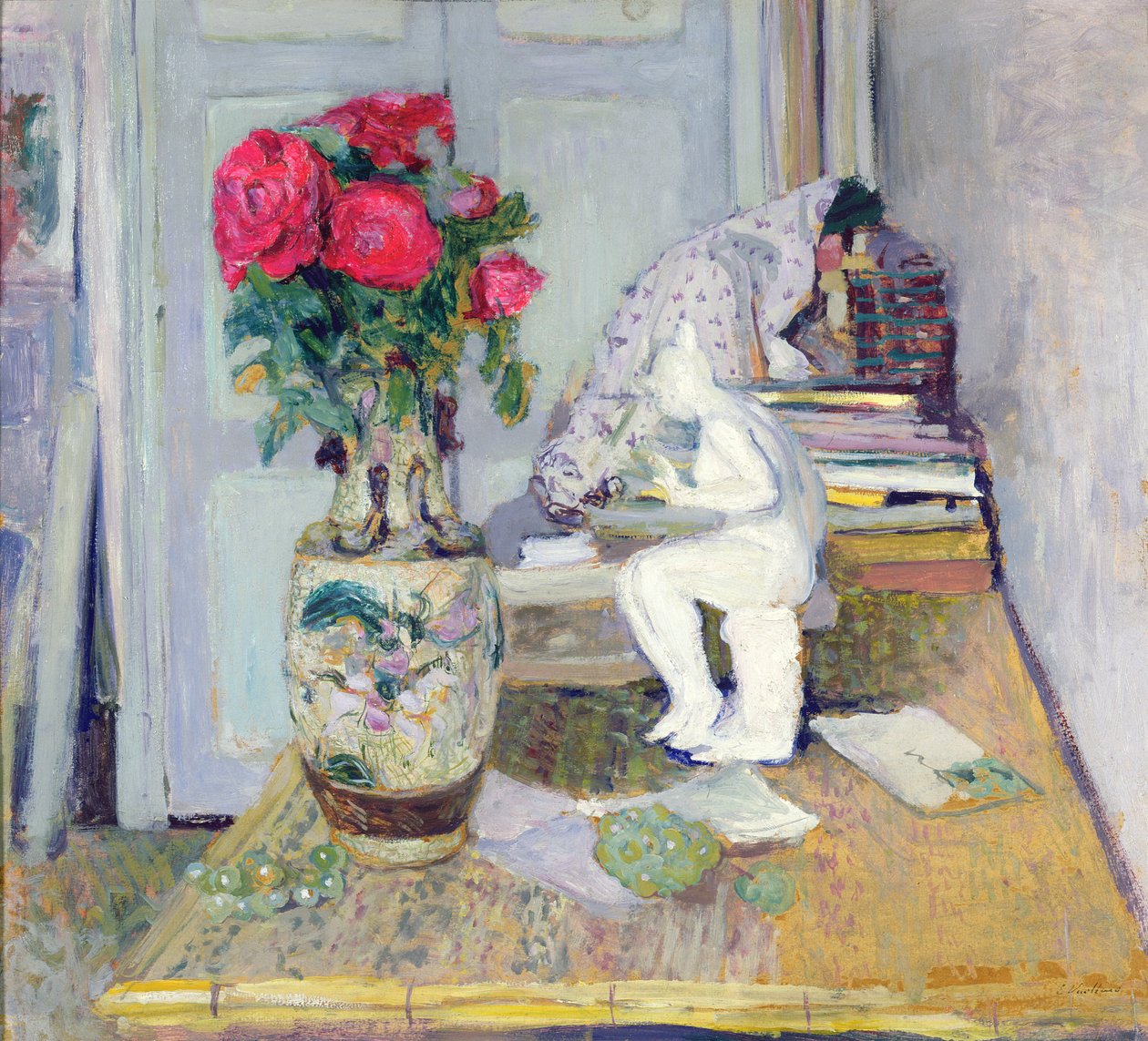 Statyett av Maillol och röda rosor, c.1903-05 av Edouard Vuillard