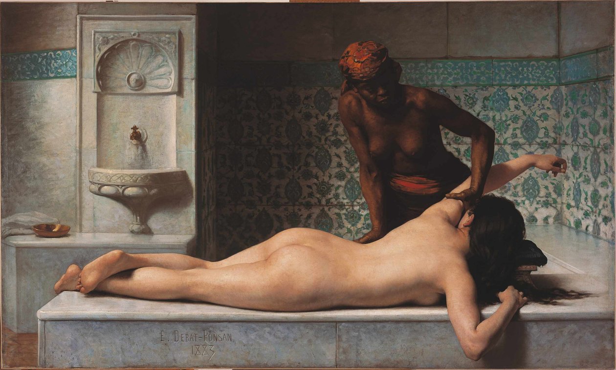 Massage, hamamscen, 1883. av Edouard Debat Ponsan