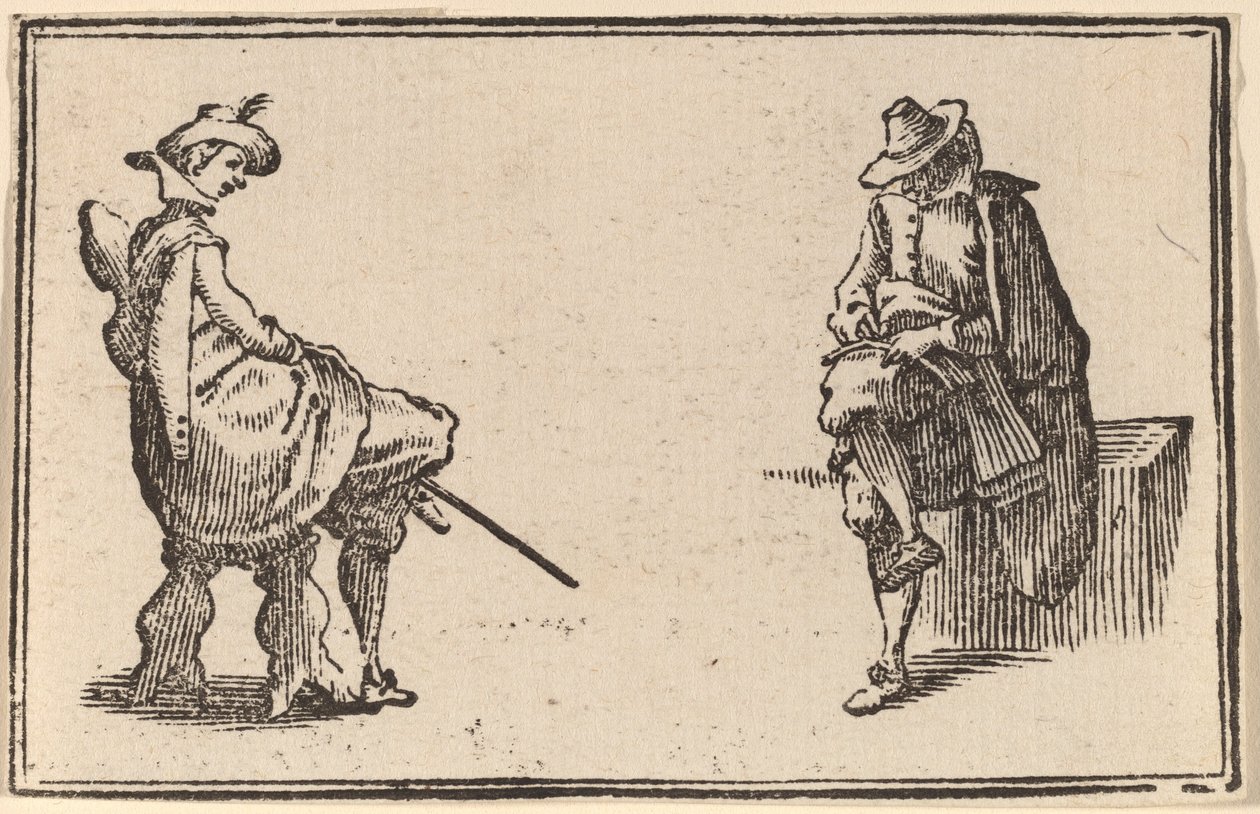 Två sittande figurer av Edouard Eckman after Jacques Callot