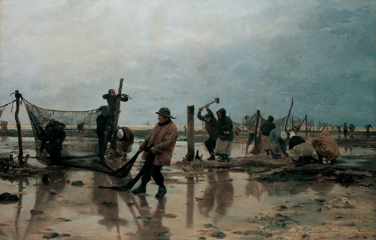 Fastening the Nets, 1885 av Edouard Joseph Dantan