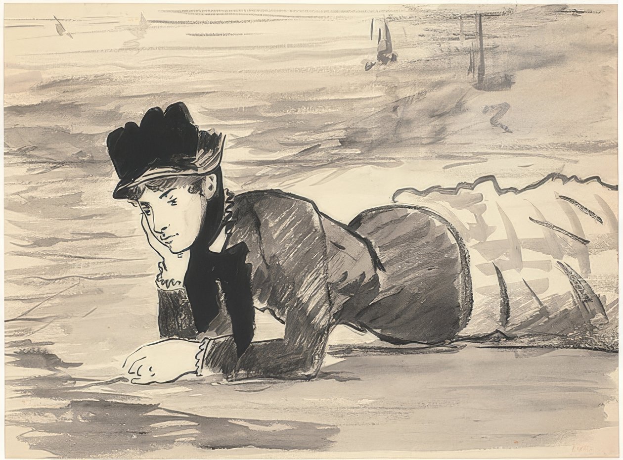 Annabel Lee på stranden. Omkring 1881 av Édouard Manet