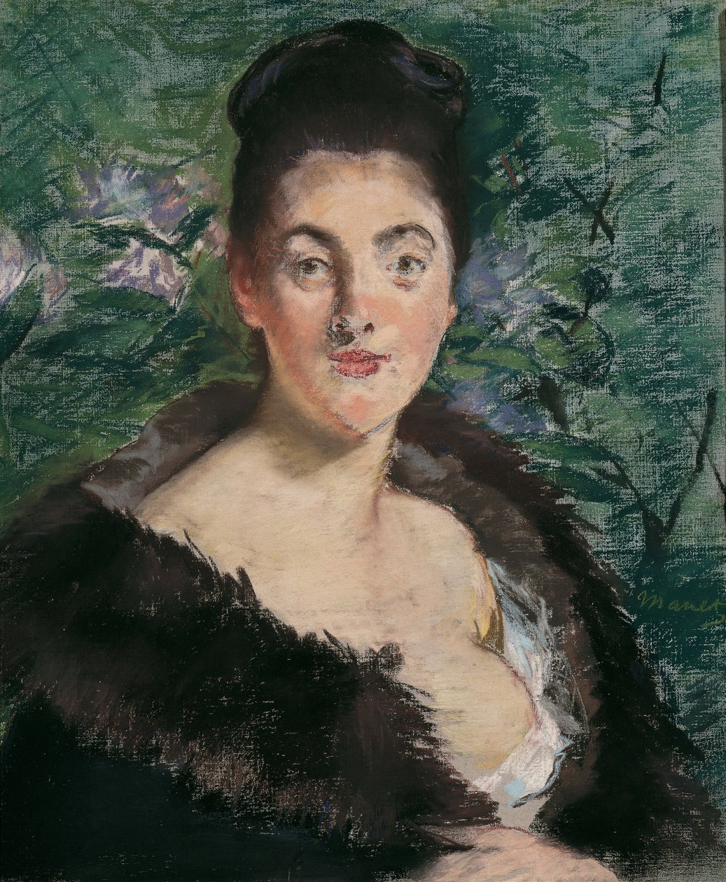 Dam i päls, ca. 1880. av Édouard Manet