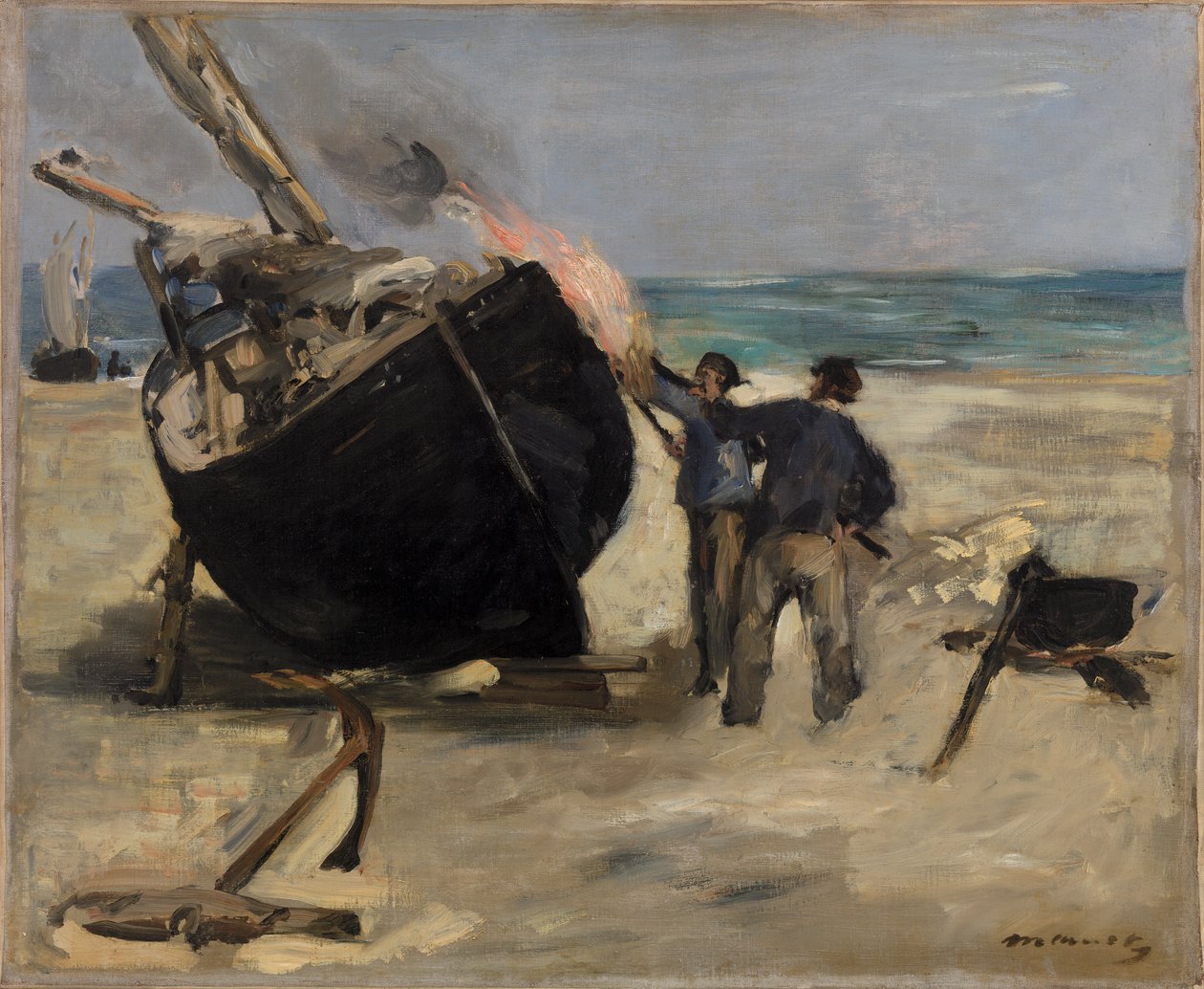 Tarring the boat av Édouard Manet