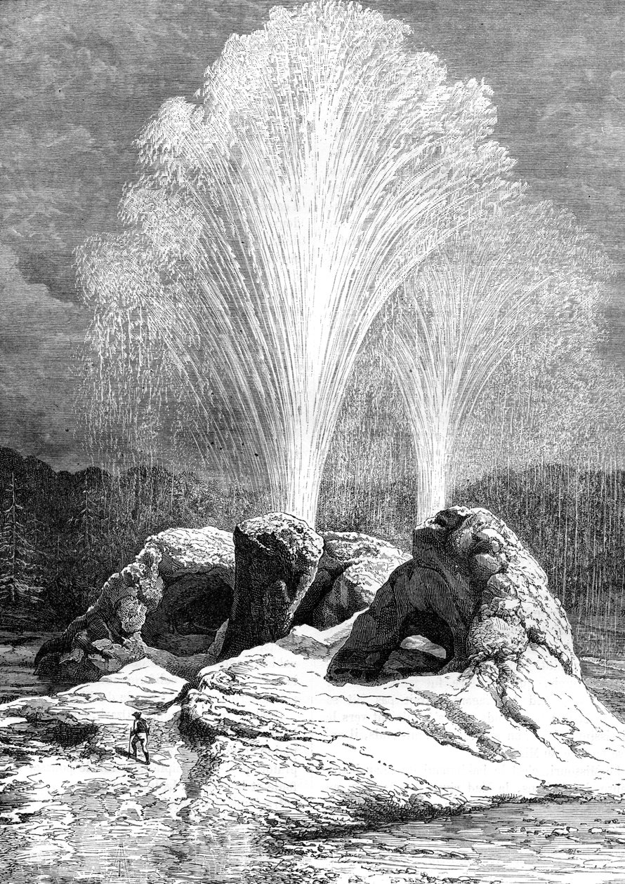 En gejser, USA, 1800-talet. av Edouard Riou